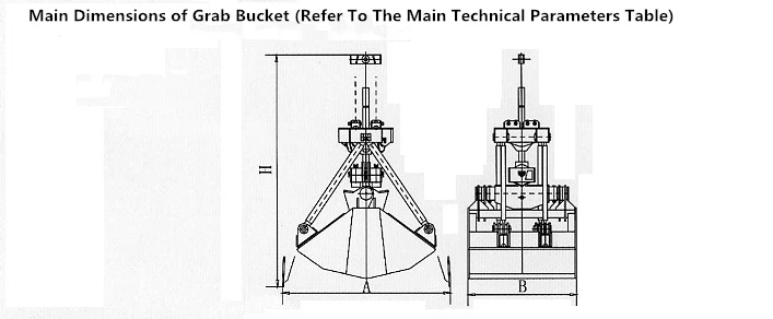 Main Dimensions of Grab Bucket-HUGANG
